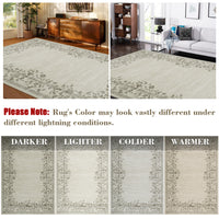 Garvee Alfombra Vintage Lavable Antideslizante Estampado Floral, Lana Sintética Suave Pelo Bajo 160x230 cm Beige