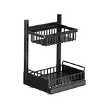 Garvee Organizador de Cocina para Almacenamiento Bajo Fregadero, Altura Ajustable, Forma en L, Acero al Carbono, Negro, 36x26x41cm para Armario de Cocina y Baño