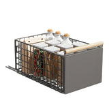 Garvee Organizador de gabinete extraíble Garvee con asas de madera, organizador ajustable para cajones de especias, armario de cocina, pequeño, 23.5 x 39.5 x11 cm, malla metálica, negro - 