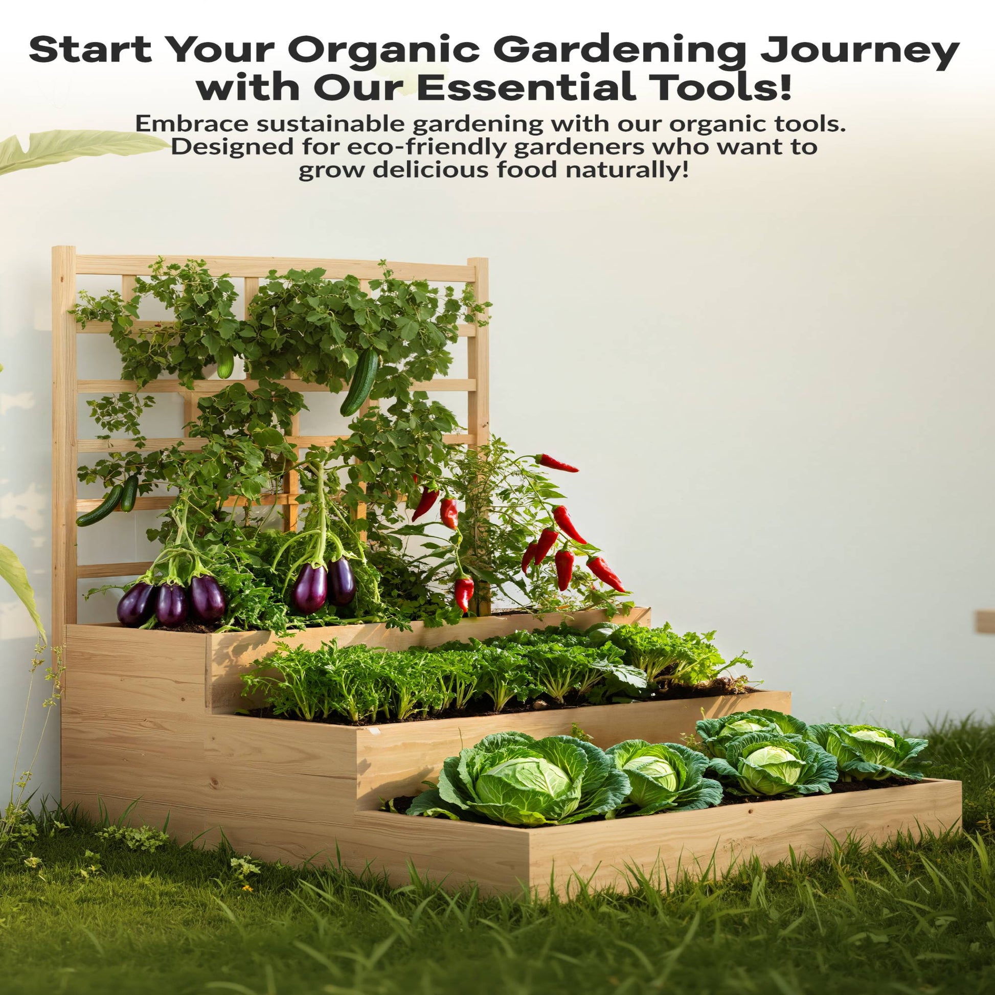 Garvee Jardinera Vertical de Madera con Enrejado de 3 Niveles para Plantas Trepadoras y Vegetales en Madera de Abeto Natural 112x115x115 cm