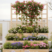 Garvee Jardinera Vertical de Madera con Enrejado de 3 Niveles para Plantas Trepadoras y Vegetales en Madera de Abeto Natural 112x115x115 cm