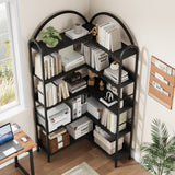 Garvee Estantería Esquinera Industrial Grande en Forma de L con Estructura Metálica para Sala de Estar y Dormitorio174 cm Negro - Negro