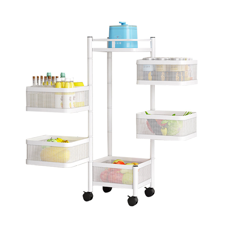 Garvee Carro de Almacenamiento 5 Niveles Acero Carbono 5 Compartimentos para Oficina y Cocina Organizador de Frutas y Juguetes Blanco