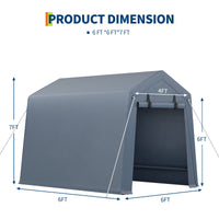 Garvee Cobertizo de Almacenamiento Exterior 183x183 cm Carpa Portátil Gris de Acero Galvanizado y Lona Impermeable para Motocicletas Bicicletas y Herramientas de Jardín