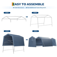 Garvee Cobertizo de Almacenamiento Exterior 183x183 cm Carpa Portátil Gris de Acero Galvanizado y Lona Impermeable para Motocicletas Bicicletas y Herramientas de Jardín