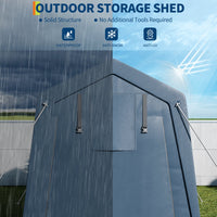 Garvee Cobertizo de Almacenamiento Exterior 183x183 cm Carpa Portátil Gris de Acero Galvanizado y Lona Impermeable para Motocicletas Bicicletas y Herramientas de Jardín