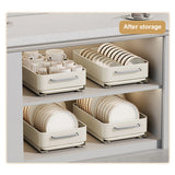 Garvee Organizador de Gabinete Extraíble de Acero al Carbono Blanco Crema para Cocina y Oficina, 39×25×10 cm, Diseño Silencioso y Bandeja Lavable - Portarrollos de Platos Blanco Cremoso