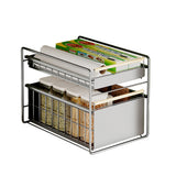 Garvee Organizador Bajo Fregadero 2 Niveles Acero Carbono Blanco 28x40x39cm Cocina y Baño - Plata
