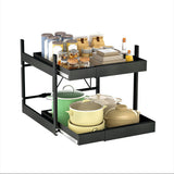 Garvee Organizador de armario extraíble Garvee con 2 niveles, ajustable de 31,5 a 56,5 cm de ancho, negro, para cocina y despensa - Negro