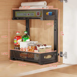 Garvee organizador Bajo Fregadero Ajustable 2 Niveles con Cajones Deslizantes, Metal Resistente, para Cocina y Baño, 36-44 cm Ajustable, Negro - Negro