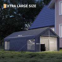 Garvee Garaje Portátil 7,6x3,9 m, Carpa de PE 220 g, Estructura de Acero Galvanizado, Puertas Enrollables y Ventilación, para Vehículos y Taller Temporal, Gris