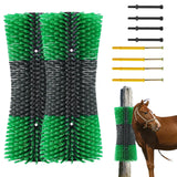 Garvee Cepillo Rascador para Ganado 2Pcs Nylon Masaje Alivio Picazón Duradero Fácil Instalación para Caballos, Vacas y Ovejas en Establos - Amarillo y Azul