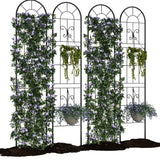 Garvee Pack de 4 Enrejados de Jardín de Hierro en Arco 140x30 cm, Resistente al Óxido, Decorativo, para Plantas Trepadoras, Patio y Césped, Negro - Negro