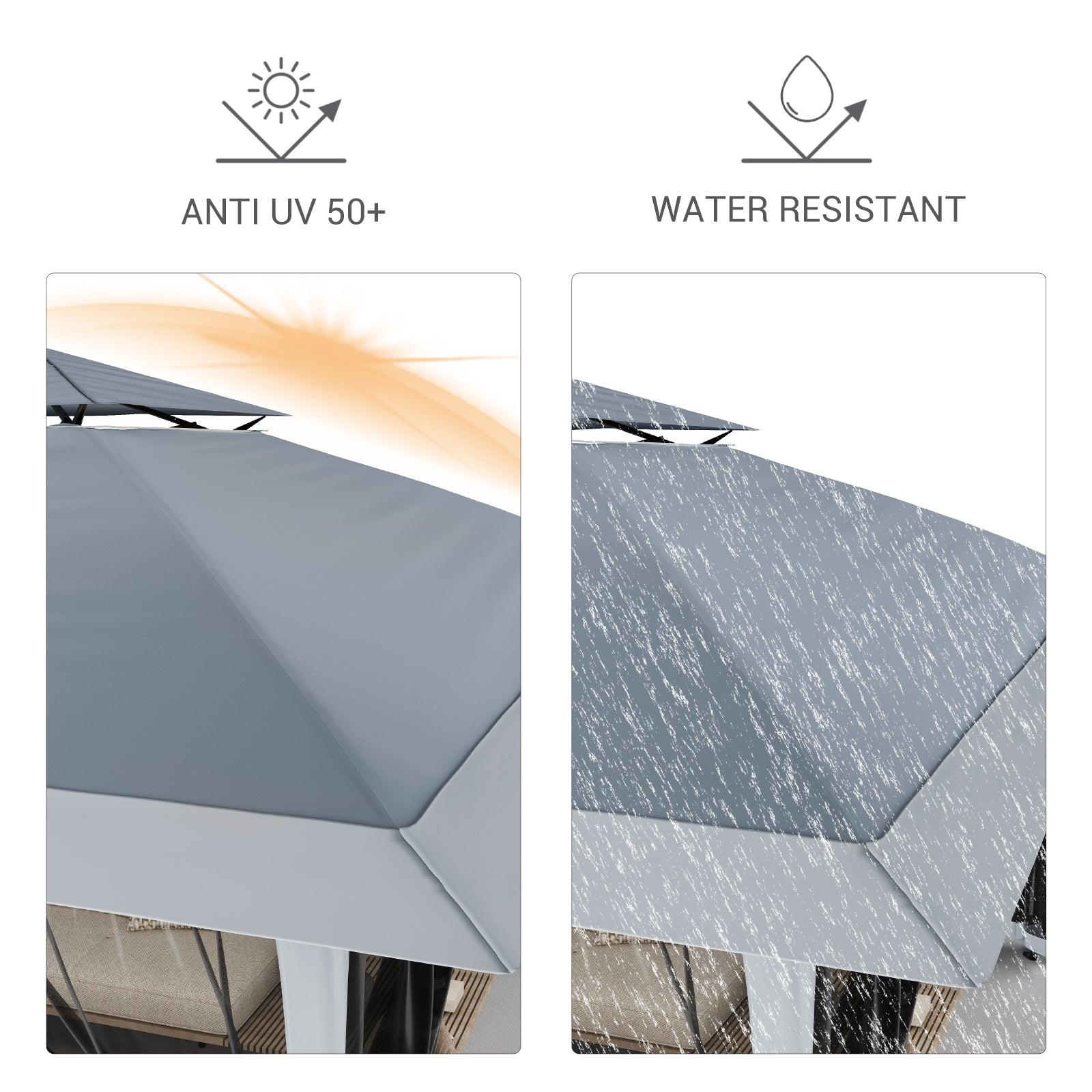 Garvee Gazebo Plegable 396x396 cm con Mosquitera y Alero Retráctil de un Solo Toque Estructura de Acero Resistente Impermeable Protección UV Patio Jardín Gris