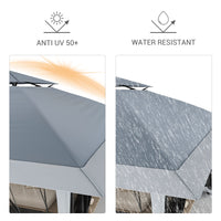 Garvee Gazebo Plegable 396x396 cm con Mosquitera y Alero Retráctil de un Solo Toque Estructura de Acero Resistente Impermeable Protección UV Patio Jardín Gris