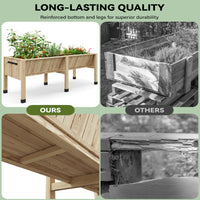 Garvee Cama de Jardín Elevada Madera de Cedro Natural Con Ganchos Estable Ergonómica 183x60x77 cm Plantas Patio Balcón Color Natural