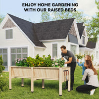Garvee Cama de Jardín Elevada Madera de Cedro Natural Con Ganchos Estable Ergonómica 183x60x77 cm Plantas Patio Balcón Color Natural