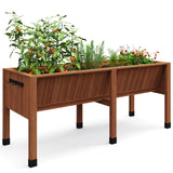 Garvee Jardineras Elevadas de Cedro Grande con Ganchos Integrados de 183x60x77cm, Estable y Fácil de Montar para Huertos y Jardines, Roble - Marrón Bellota
