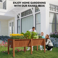 Garvee Jardineras Elevadas de Cedro Grande con Ganchos Integrados de 183x60x77cm, Estable y Fácil de Montar para Huertos y Jardines, Roble