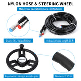 Garvee Kit de Dirección Hidráulica 150HP con Cilindros de Bloqueo Bidireccional y Manguera de Nylon 8 m para Motor Único en Estación Única - Black