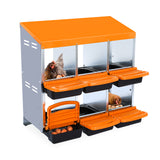 Garvee Caja de Anidación para Pollos 6 Compartimentos, Acero Galvanizado PP, Bandeja Antióxido, Mango de Plástico, Resistente a la Oxidación, Naranja - Naranja