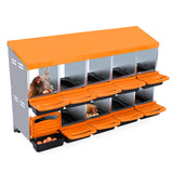 Garvee Caja de Anidación para Pollos 10 Compartimentos, Acero Galvanizado PP, Mango de Plástico, Ventilación Superior, Gallineros Granjas, Naranja - Naranja
