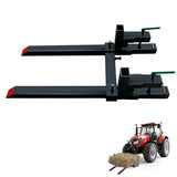 Garvee Horquillas para Tractor de 109.2 cm con Pinza, Acero Antióxido, Capacidad 907 kg, Barra Estabilizadora Ajustable, Compatible con Cargadoras y Tractores, Agricultura y Construcción - Con Barra de Conexión
