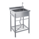 Garvee Fregadero Independiente de Acero Inoxidable 304 60 × 50 × 107 cm Cuenca Única, Grifo Frío/Calor, Patas Ajustables, Compacto para Cocina y Lavandería - Un Seno