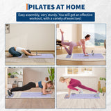Garvee Máquina Portátil de Pilates Reformer con Rodillo Abdominal Automático, Cuerda Elástica de Silicona, Entrenamiento en Casa, Plegable, Material PP Ecológico - Morado