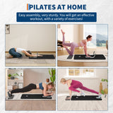 Garvee Máquina Portátil de Pilates Reformer Multifuncional para Núcleo y Abdominales, Diseño Plegable, Material PP Ecológico, Entrenamientos en Casa, Color Vibrante - Negro