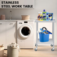 Garvee Mesa De Preparación De Acero Inoxidable  Con Ruedas Y Estante Ajustable Para Cocina Comercial Y Taller