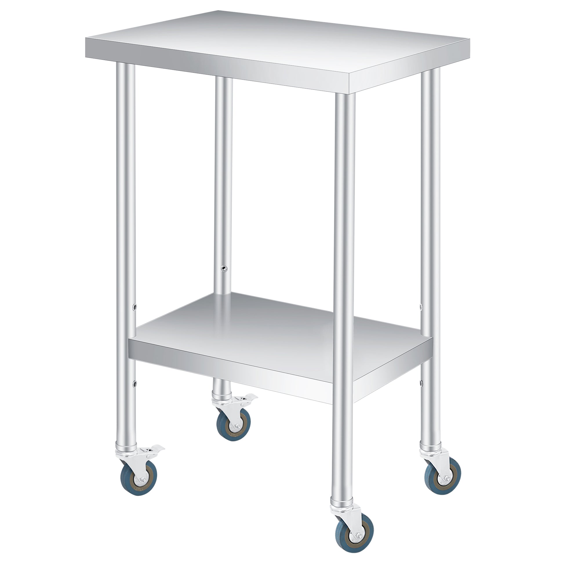 Garvee Mesa De Preparación De Acero Inoxidable  Con Ruedas Y Estante Ajustable Para Cocina Comercial Y Taller