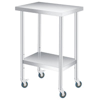 Garvee Mesa De Preparación De Acero Inoxidable  Con Ruedas Y Estante Ajustable Para Cocina Comercial Y Taller