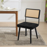 Garvee Sillas De Comedor Rattan Natural Con Tapiz De Lino Beige Y Patas De Madera Para Cocina Y Sala, Modernas, Respirable, Estables, Antideslizantes - Beige