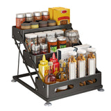 Garvee estante de especias de 3 niveles, sin perforaciones, ajustable, negro, para organización de armarios, 30x34.5x27.5 cm