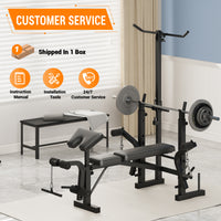 Garvee Banco de Pesas Ajustable 5 en 1 para Gimnasio en Casa, Plegable, 771 kg, Negro Mate
