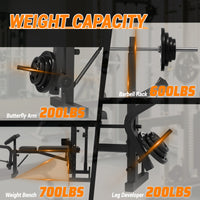 Garvee Banco de Pesas Ajustable 5 en 1 para Gimnasio en Casa, Plegable, 771 kg, Negro Mate