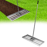 Garvee Rastrillo Nivelador de Césped Acero Ajustable 76×25 cm Duradero Antióxido para Jardines y Granjas - Acero Plata 76.2 x 25.4 cm
