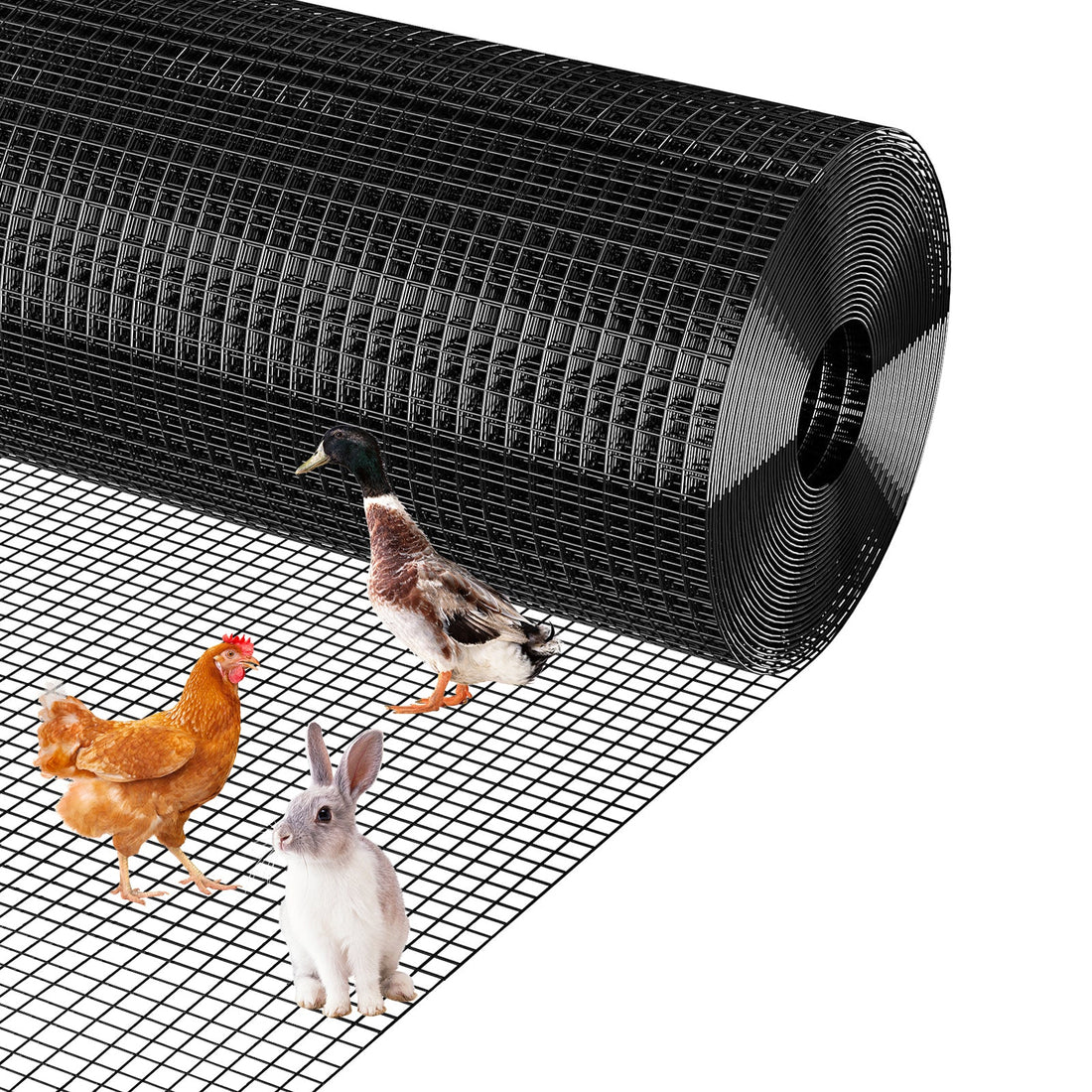 Garvee Malla De Hardware Recubierta De Vinilo Negro 0.9 x 30 m 19 Calibre Para Gallineros Y Jardines