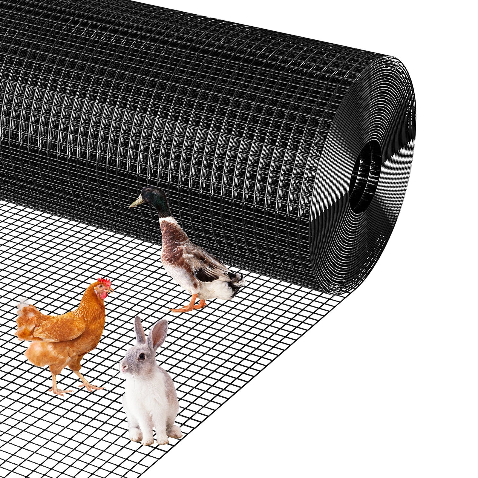 Garvee Malla De Hardware Recubierta De Vinilo Negro 0.9 x 30 m 19 Calibre Para Gallineros Y Jardines