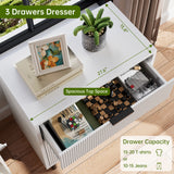 Garvee Cómoda Moderna con 3 Cajones Fluidos, Patas de Metal, Madera Resistente para Dormitorio y Pasillo, 70×40×76 cm, Color Natural - Blanco