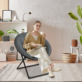 Garvee Silla Saucer Plegable Oversized con Asiento Plush Antideslizante, Estructura Metálica Estable para Dormitorio y Exterior, 58×52×82 cm, Gris - Gris