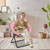 Garvee Silla Saucer Plegable Oversized con Asiento Plush Antideslizante para Dormitorio y Exterior, 58×52×82 cm, Gris - Rosa