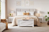 Garvee Banco De Almacenaje De Madera 39.4in Con Bisagras De Seguridad, Gran Capacidad, Blanco Con Patrón Rombo Para Sala Y Dormitorio - Blanco