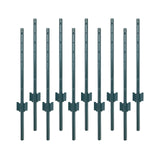 Garvee Pack 10 Postes de Cerca en T 121cm – Postes de Acero Q235 de 2mm para Cercado de Jardín y Huerto – Estacas Metálicas con Placa de Anclaje y Recubrimiento - Verde