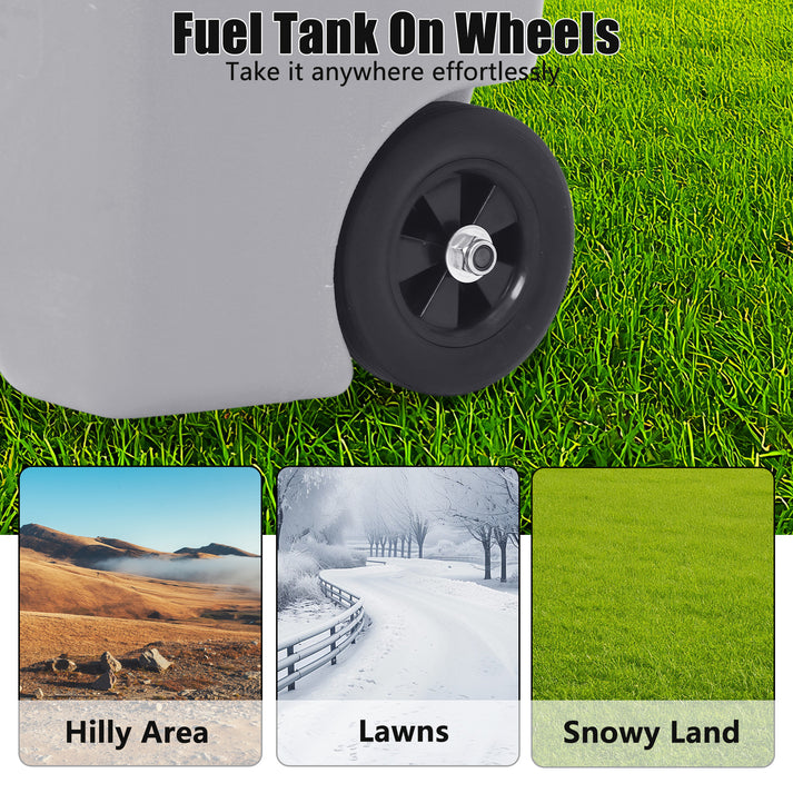 Contenedor combustible asa resistente ruedas 6 pulgadas movimiento fácil terrenos diversos