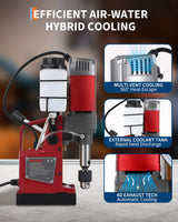 Garvee Taladro Magnético 1.57-2 in con Motor 1550W, Base Magnética 13000N, Guía Doble Dovetail para Acero y Metal, Velocidad Variable 820RPM - 