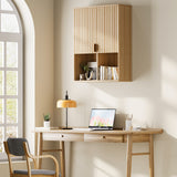 Garvee Gabinete De Pared Fluted Para Baño Y Cocina, Almacenaje Sobre Inodoro, MDF Resistente Al Agua, Puertas Gruesas, Estantes Ajustables, Blanco