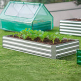 Garvee Cama Elevada para Jardín 3 en 1 con Invernadero de PVC, 180x90x90cm, Metal Galvanizado, Cubierta y Ventilación, para Jardín, Verde