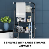 Garvee Toilettenregal 3 Niveles Multifuncional Para Baño, Acero Carbono, Negro, 47x25x160cm, Ideal Baño Y Oficina - Negro